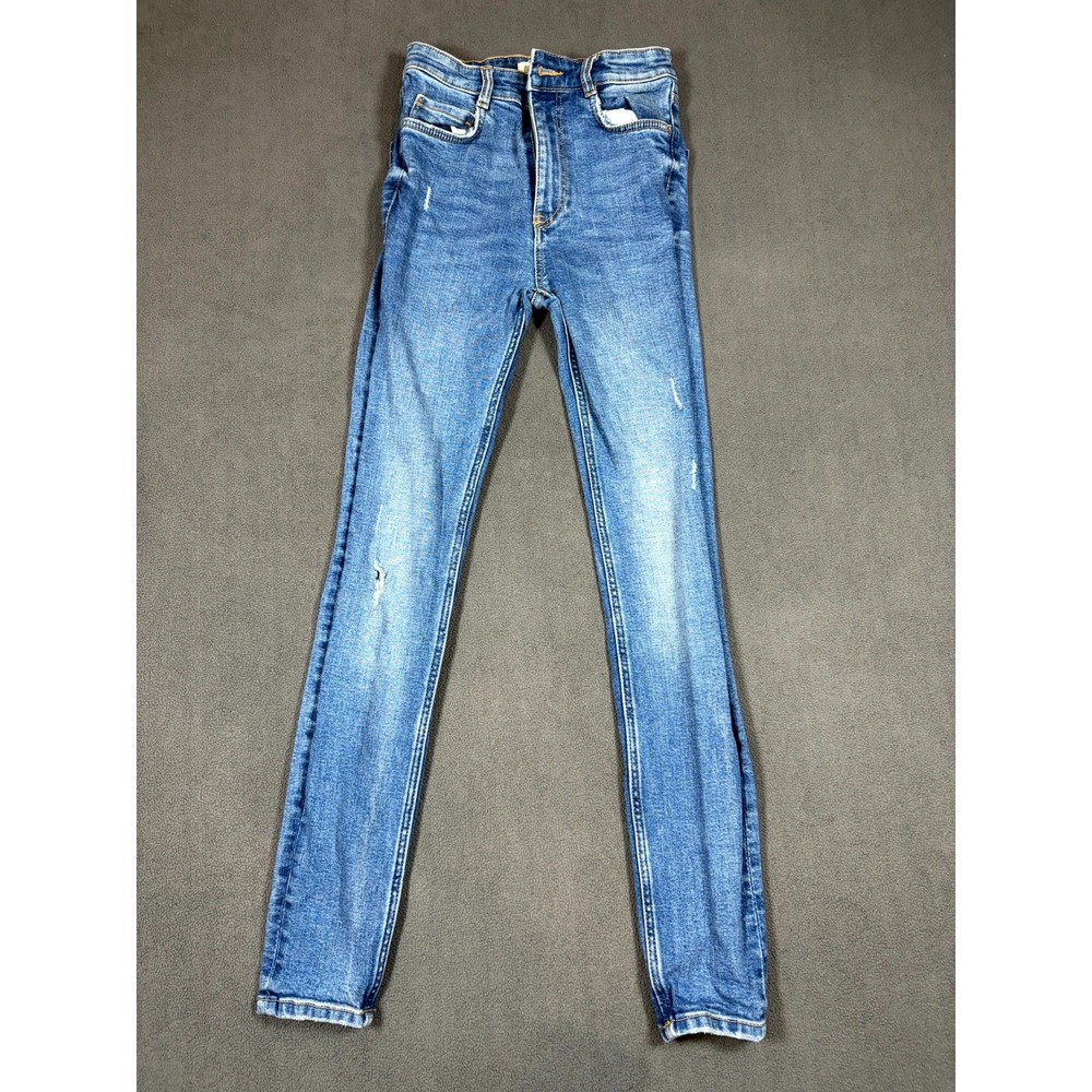Zara Trafaluc Jeans Womens 22 Blue Denim Skinny High Rise Boho